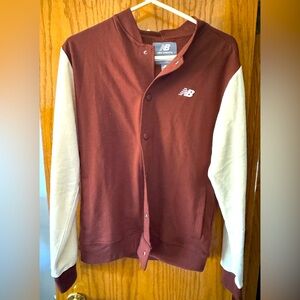 NWT New Balance Dark Brown and Tan Button Up Sweater Women’s Size S/M